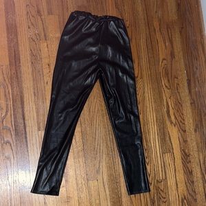 PrettyLittleThing Black Leather Pants with Rauched Detailing on Butt